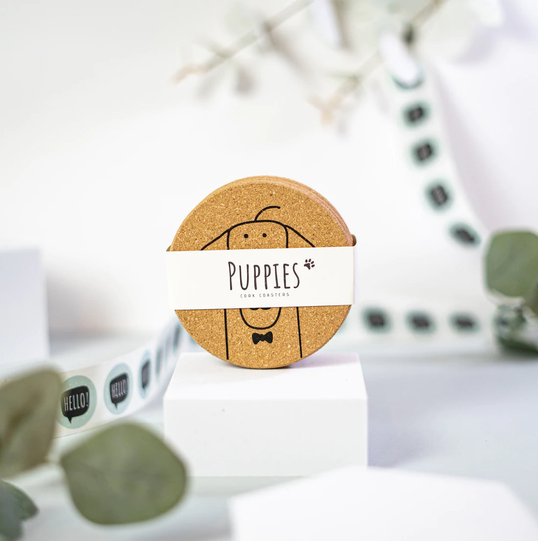 Puppy Dog Cork Coaster Set